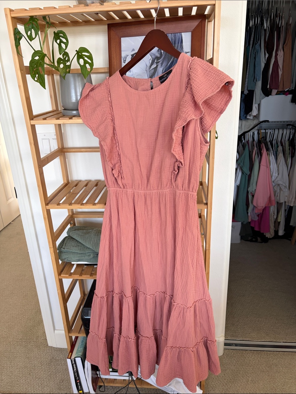 Nursing queen muslin dusty rose nursing dress.